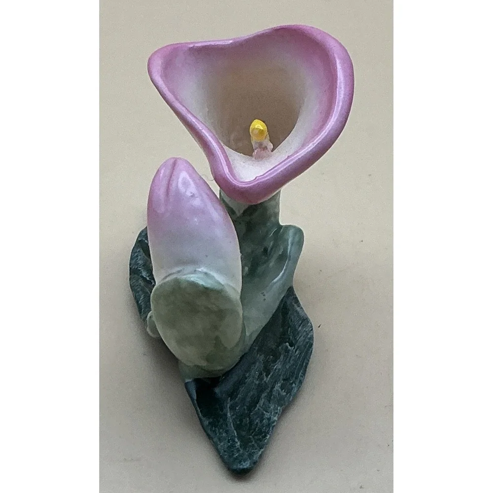 Vintage PIA RPA 1986 Bone China Napkin Rings Pink Calla Lily Hand Painted Set 4